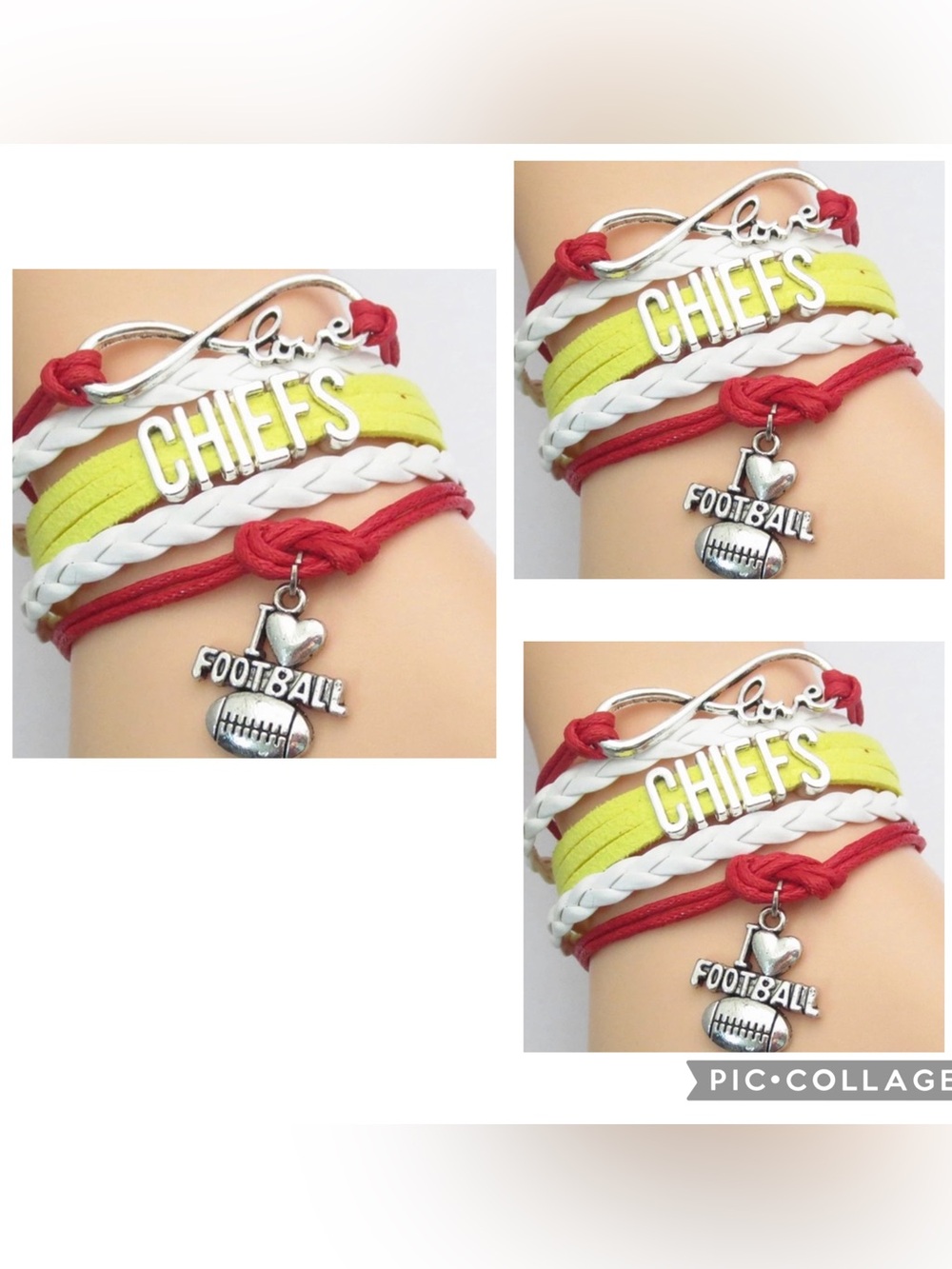 3- New Chiefs infinity bracelets
